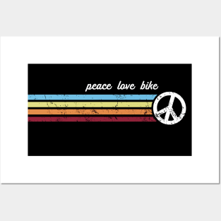 Retro Stripes Peace Love Bike Posters and Art